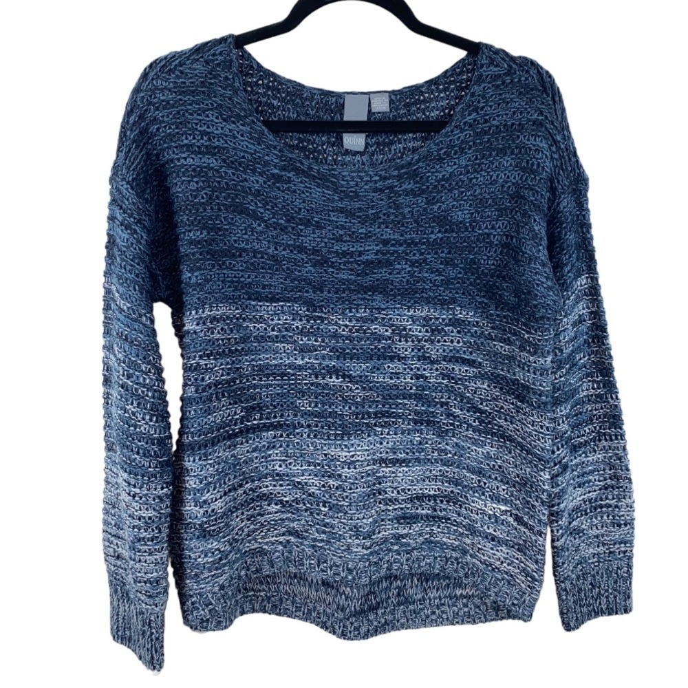 Anthropologie‎ Quinn Blue/Gray High Low Open Knit Lightweight Sweater